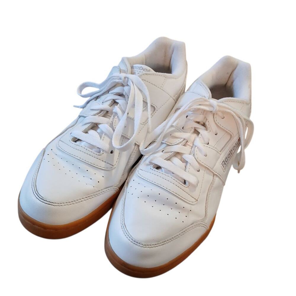 Reebok Workout Plus Full Grain Leather Men's Sneakers White Gum US Sz 10.5 READ - Picture 1 of 15